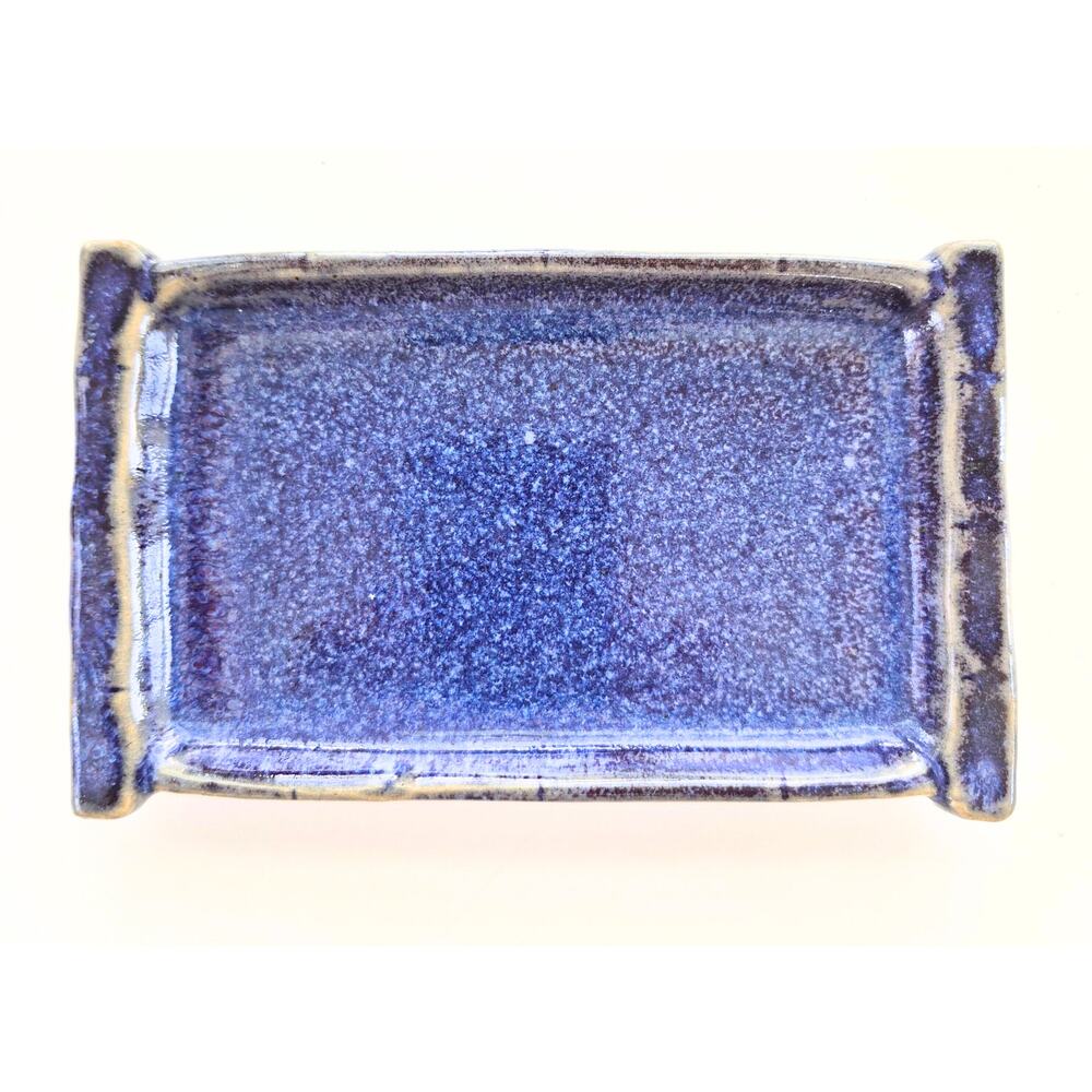 Vintage Pottery Trinket Dish Catchall Cobalt Blue Handmade